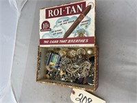 Cigar Box with Costume Jewelry