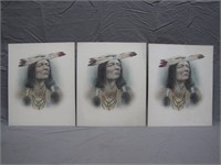 3 Vintage Native American Art Prints
