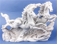 Vintage Three Stallion Horse Sculpture