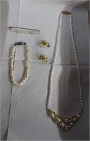 925 gold plated jewellery set, necklace, earrings