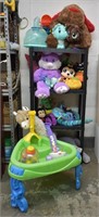 Large Lot of Stuffed Animals & Toys & Shelf
