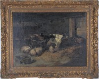 Attrib Thos S Cooper 18x24 O/C "interior of Cattle