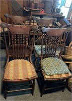 Set a four oak dining chairs, with eight bar