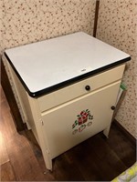 Enamel top wood bakers cabinet