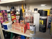 Shelf of Lubriplate, Hand Cleaners, Wasp Spray and