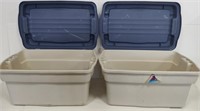 2 Rubbermaid Hinged Totes