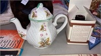 Arthur Wood England teapot, ruby candleholders