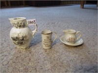vintage small pitcher and mug stamped