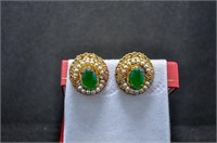 Emerald and pearl earrings