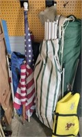 Beach Umbrella, Dog Life Vest, US Flags