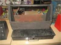Metal box w/washers and toolbox w/chisels