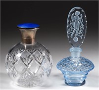 ASSORTED GLASS PERFUME BOTTLES, LOT OF TWO,