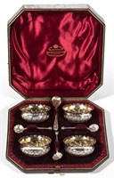ENGLISH STERLING SILVER OPEN SALTS, SET OF FOUR,