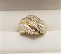 (WX) Large Goldtone Moissanite Dinner Ring  -