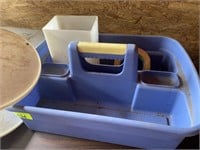 plastic caddy and various plastic storage
