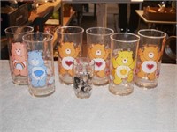 Vintage Care Bears Tumblers & unmarked Juice Glass