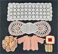 Lot of Vintage Hand Crocheted Items