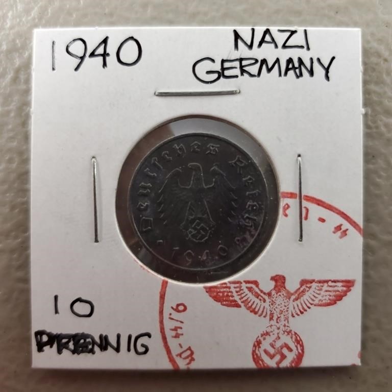 1940 WWII Germany 10 Pfennig Coin