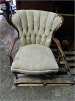 Upholstered Side Chair With Tuffted Gold