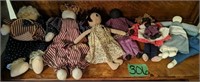 8 Cloth Dolls. Betsy Ross, Black Americana Etc.