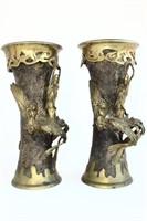 Pair of Japanese Bronze Vases,