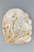 Chinese Well Carved Mother of Pearl Shell,