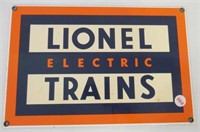 Porcelain metal Lionel electric train sign.