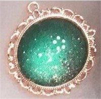 Green Glitter Pendant in Copper colored Bangle