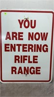 DOUBLESIDED STEEL SIGN 18X24 ENTERING RIFLE RANGE