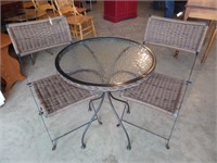 Iron & Wicker Patio Set - Chairs & Table