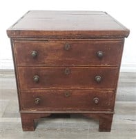 Antique small wood inlaid chest