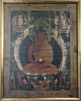 18thc Chinese Thangka Buddha Painting 20"H