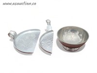 Silver Crumb Pans and Silver Bowl