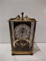 Schatz Brass and Etched Glass Desk Clock