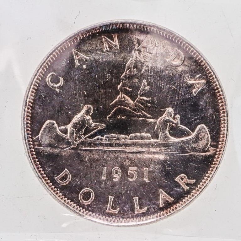 1951 Canada Silver Dollar MS 63 ICCS