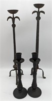 (N) cast iron candle stick holders 9-17in h
