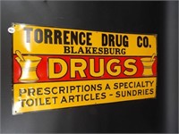 NOS 1920s-30s Blakesburg, Iowa Drug Sign