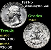 1971-p Washington Quarter 25c Grades GEM+ Unc