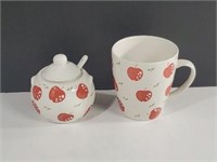 Just For You Strawberry Pattern Porcelain Coffee
