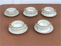 CH. FIELD HAVILAND LIMOGES 5 CUP & SAUCERS