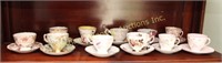 12 ASSORTED ENGLISH BONE CHINA CUPS AND SAUCERS