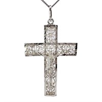 Fine Filigree Crucifix Pendant Sterling Silver
