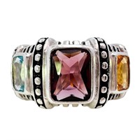 Multi-Color Diamante Milgrain Ring