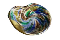 60's Italian Murano Tutti Frutti Bowl  w/Silver