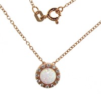 Rose Toned Opal & White Topaz Necklace