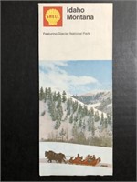 1972 SHELL GAS STATION ROAD MAP - IDAHO, MONTANA