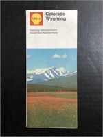 1972 SHELL GAS STATION ROAD MAP - COLORADO, WYOMIN