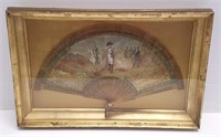 Antique Napoleon hand painted fan in shadow box