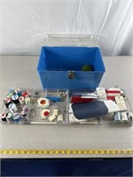 Sewing box with sewing kit supplies. Please note