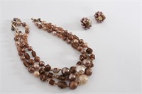 Vintage Beaded Necklace & Clip-On Earrings